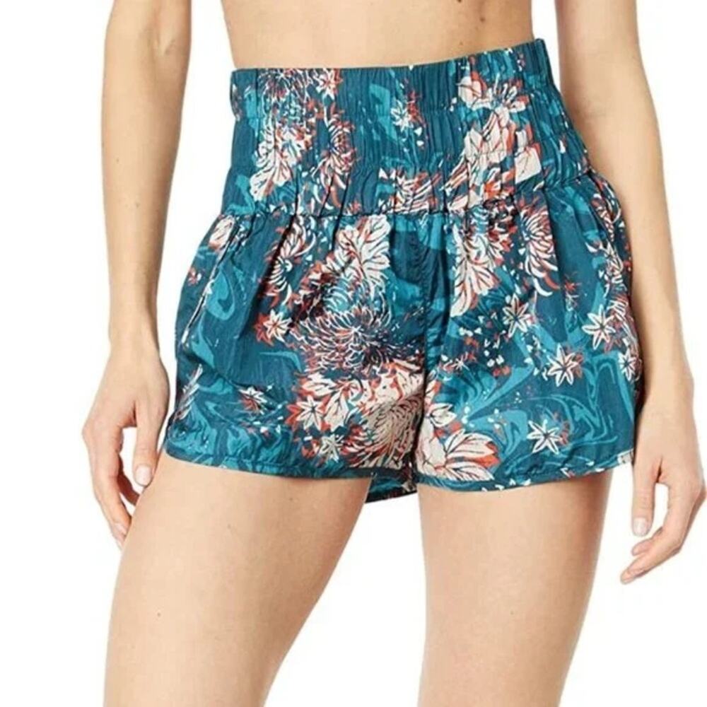 (SAND) FP Movement by Free People Teal Floral Athletic Shorts